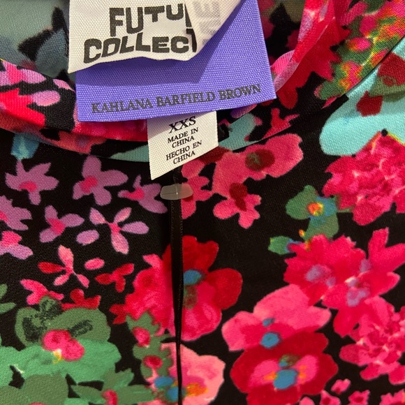 XXS 🔖 FUTURE COLLECTIVE Floral Long Sleeve Mock Neck Dress Kahlana Barfie… - Picture 6 of 12